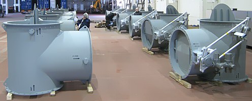 Sammet Diverter Dampers being inspected before delivery