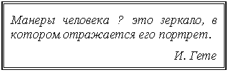 Подпись: Манеры человека ? это зеркало, в котором отражается его портрет.
И. Гете