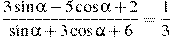 \frac{3\sin \alpha -5\cos \alpha +2}{\sin \alpha +3\cos \alpha +6}=\frac{1}{3}