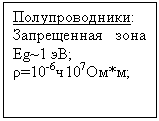 Подпись: Полупроводники:
Запрещенная зона Eg~1 эВ;
?=10-6÷107Ом*м;