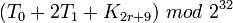 ({T}_{0}+2{T}_{1}+{K}_{2r+9})~mod~2^{32}