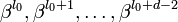 \beta^{l_0}, \beta^{l_0+1},\ldots, \beta^{l_0+d-2}