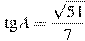  g A = frac{sqrt{51}}{7}