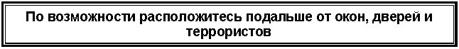 Подпись: По возможности расположитесь подальше от окон, дверей и
террористов