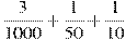 \frac{3}{1000} + \frac{1}{50} + \frac{1}{10}