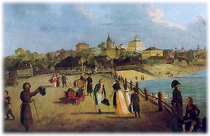 Вид Яузского моста и дома Шапкина в Москве. (Фрагмент)