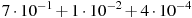 7\cdot10^{-1}+1\cdot10^{-2}+4\cdot10^{-4}