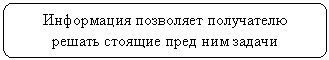 Скругленный прямоугольник: Информация позволяет получателю решать стоящие пред ним задачи