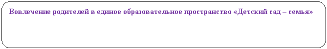 Скругленный прямоугольник: Вовлечение родителей в единое образовательное пространство «Детский сад – семья»