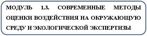 Скругленный прямоугольник: МОДУЛЬ 1.3. СОВРЕМЕННЫЕ МЕТОДЫ ОЦЕНКИ ВОЗДЕЙСТВИЯ НА ОКРУЖАЮЩУЮ СРЕДУ И ЭКОЛОГИЧЕСКОЙ ЭКСПЕРТИЗЫ