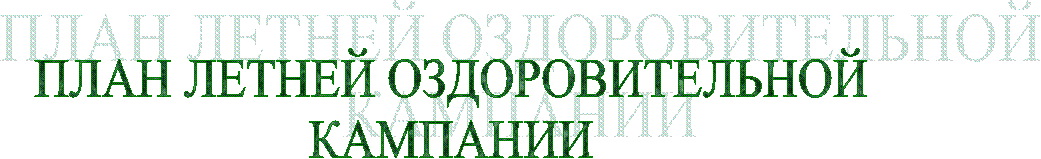 План ЛЕТНЕЙ ОЗДОРОВИТЕЛЬНОЙ
КАМПАНИИ