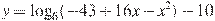y=\log_6(-43+16x-x^2)-10