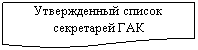 Блок-схема: документ: Утвержденный список секрета-рей ГАК