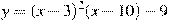 y=(x-3)^2(x-10)-9