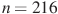 n=216