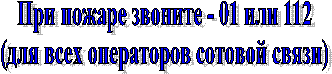 При пожаре звоните - 01 или 112
(для всех операторов сотовой связи)