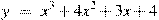 y~=~x^3+4x^2+3x+4