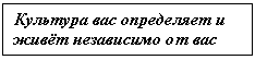 Подпись: Культура вас определяет и живёт независимо от вас
