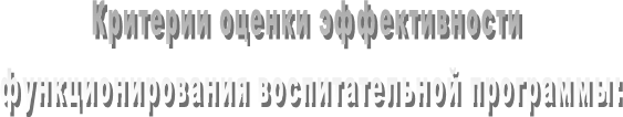 Критерии оценки эффективности
функционирования воспитательной программы: