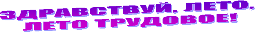 ЗДРАВСТВУЙ, ЛЕТО,
ЛЕТО ТРУДОВОЕ!