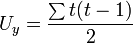 U_y=\frac{\sum{t(t-1)}}{2}