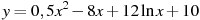 y=0,5x^2-8x+12\ln x +10