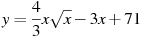 y=\frac{4}{3}x\sqrt{x} -3x+71