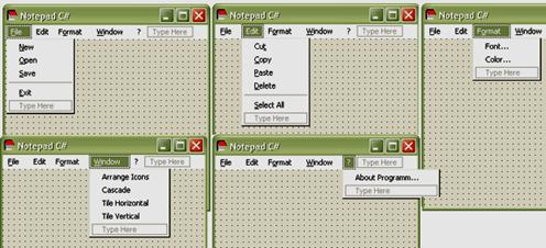 ������ �������� ���� ���������� Notepad C#