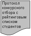 Блок-схема: документ: Протокол кон-курсного от-бора с рей-тинговым спи-ском студен-тов