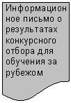 Блок-схема: документ: Информаци-онное письмо о результатах конкурсного отбора для обучения за рубежом