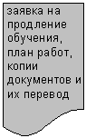 Блок-схема: документ: заявка на продление обучения, план работ, копии доку-ментов и их перевод