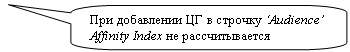Скругленная прямоугольная выноска: При добавлении ЦГ в строчку ‘Audience’ Affinity Index не рассчитывается