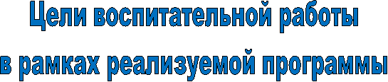 Цели воспитательной работы
в рамках реализуемой программы