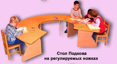 Стол-подкова на регулируемых ножках_изменение размера