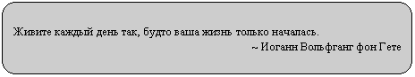 Скругленный прямоугольник: Живите каждый день так, будто ваша жизнь только началась.
~ Иоганн Вольфганг фон Гете