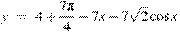 y~=~4+\frac{7\pi }{4}-7x-7\sqrt{2}\cos x