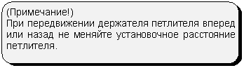 Скругленный прямоугольник: (Примечание!)
При передвижении держателя петлителя вперед или назад не меняйте установочное расстояние петлителя.