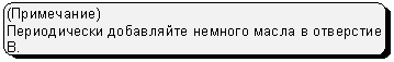 Скругленный прямоугольник: (Примечание)
Периодически добавляйте немного масла в отверстие В.
.