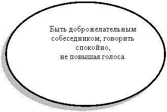 Овал: Быть доброжелательным собеседником, говорить спокойно,
не повышая голоса.