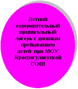 Овал: Летний оздоровительный пришкольный лагерь с дневным пребыванием детей при МОУ Красногуляевской СОШ