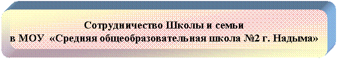 Скругленный прямоугольник: Сотрудничество Школы и семьи
в МОУ «Средняя общеобразовательная школа №2 г. Надыма»
