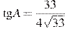 \tg A = \frac{33}{4 \sqrt{33}}