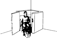 A perspective of a platform lift is shown. The lift must be able to be used independently.