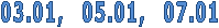 03.01, 05.01, 07.01