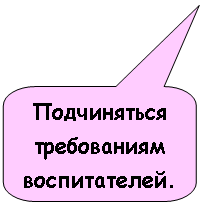 Скругленная прямоугольная выноска: Подчиняться требованиям воспитателей.