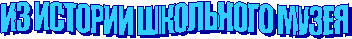 ИЗ ИСТОРИИ ШКОЛЬНОГО МУЗЕЯ