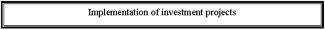 Подпись: Implementation of investment projects