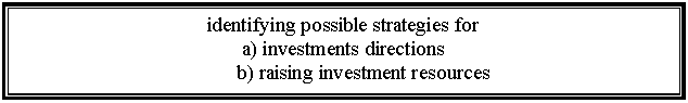 Подпись: identifying possible strategies for
а) investments directions
b) raising investment resources