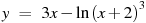 ��������: y~=~3x-\ln {{(x+2)}^{3}}