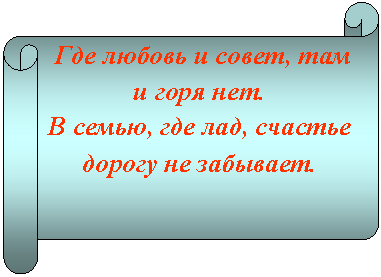 Горизонтальный свиток: Где любовь и совет, там и горя нет.
В семью, где лад, счастье дорогу не забывает.